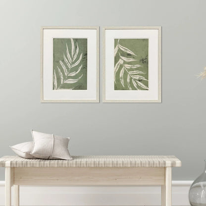 Palm Leaf Green Framed Wall Art 2PC