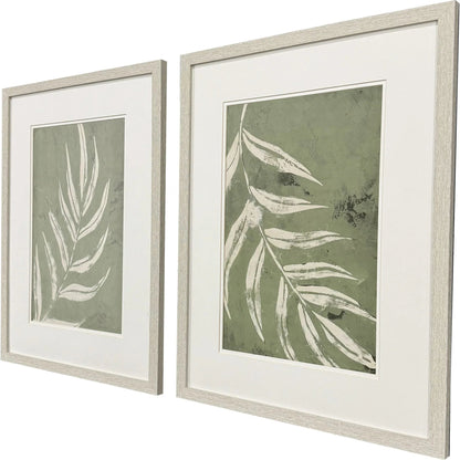 Palm Leaf Green Framed Wall Art 2PC