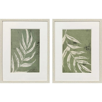 Palm Leaf Green Framed Wall Art 2PC
