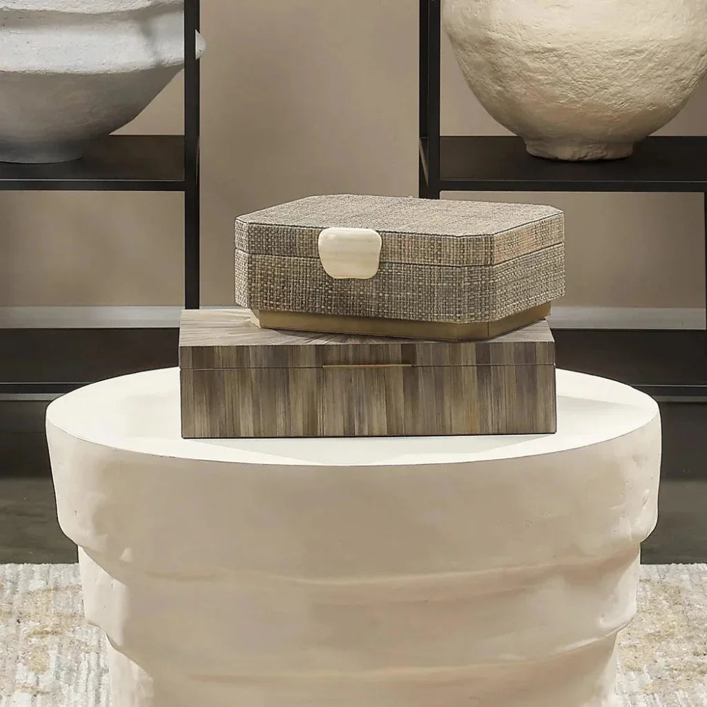 Palm Marquetry Decorative Box - LOOMLAN - Jamie Young - Boxes & Bowls