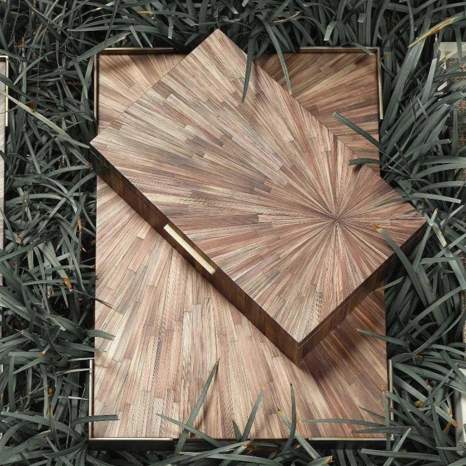 Palm Marquetry Decorative Tray - LOOMLAN - Jamie Young - Trays
