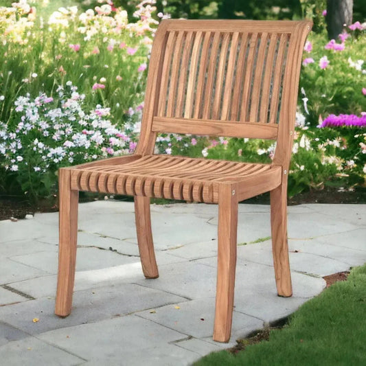 Palm Teak Armless Outdoor Dining Chair-Outdoor Dining Chairs-HiTeak-LOOMLAN