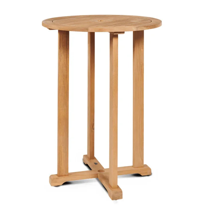 Palm Teak Patio Round Bar Height Dining Set 3 PC-Outdoor Dining Sets-HiTeak-LOOMLAN