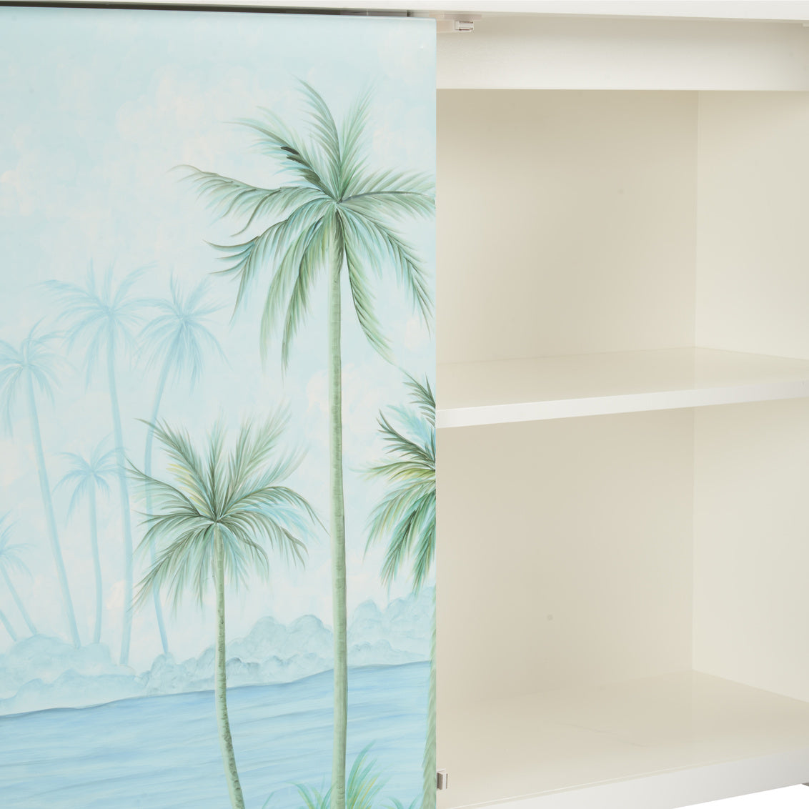 Palm Tree Three Doors Wood Sideboard
