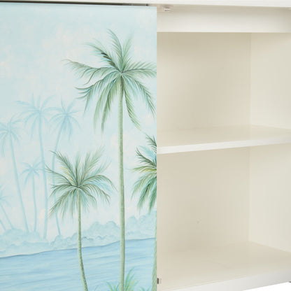 Palm Tree Three Doors Wood Sideboard