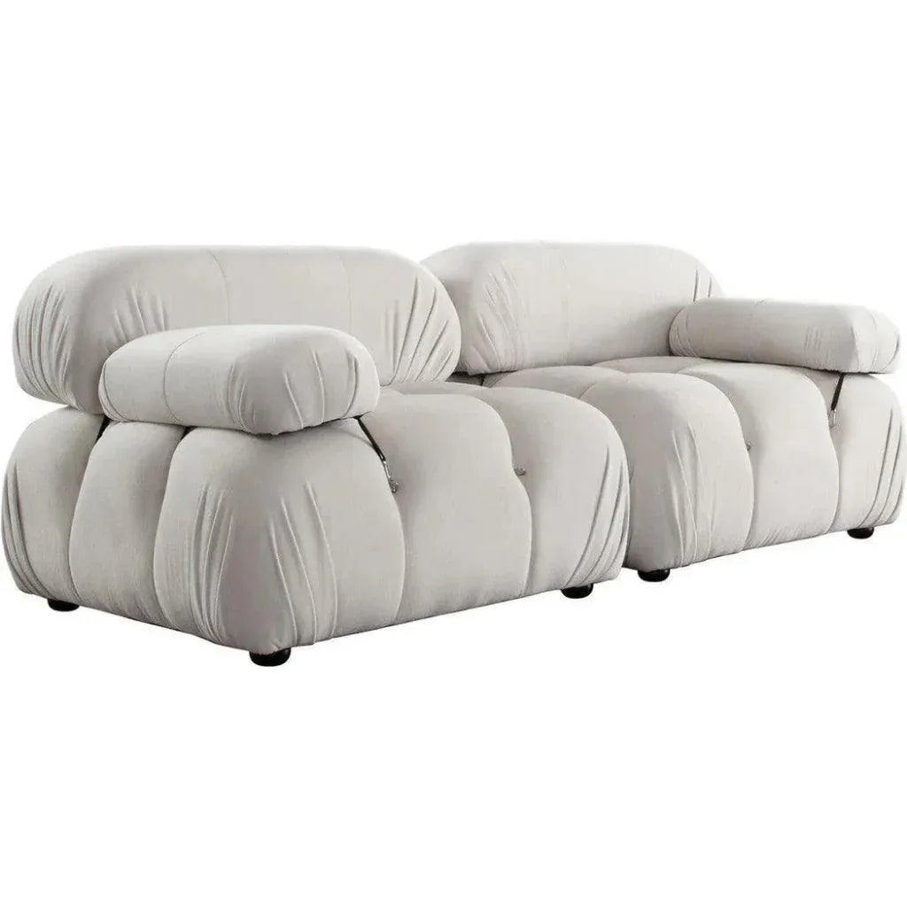Paloma 2PC Modular 74 Sofa Light Cream Velvet-Modular Sofas-Diamond Sofa-LOOMLAN
