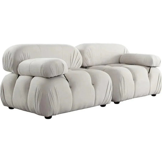 Paloma 2PC Modular 74 Sofa Light Cream Velvet-Modular Sofas-Diamond Sofa-LOOMLAN