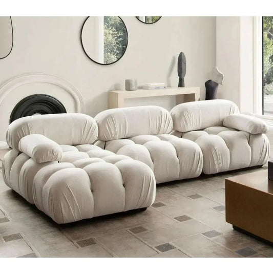 Paloma 4PC Reversible Chaise Sectional Cream Velvet - LOOMLAN - Diamond Sofa - Sectionals