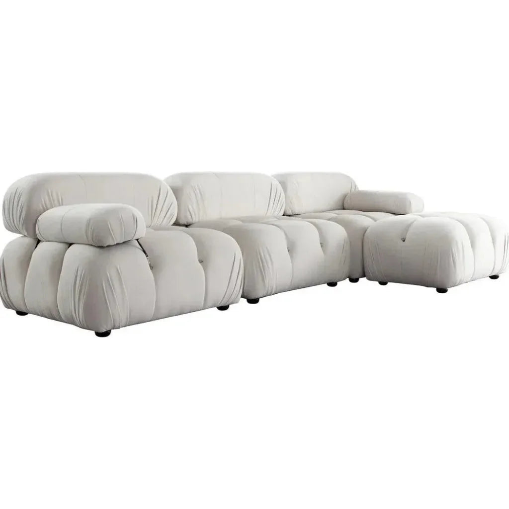 Paloma 4PC Reversible Chaise Sectional Cream Velvet - LOOMLAN - Diamond Sofa - Sectionals
