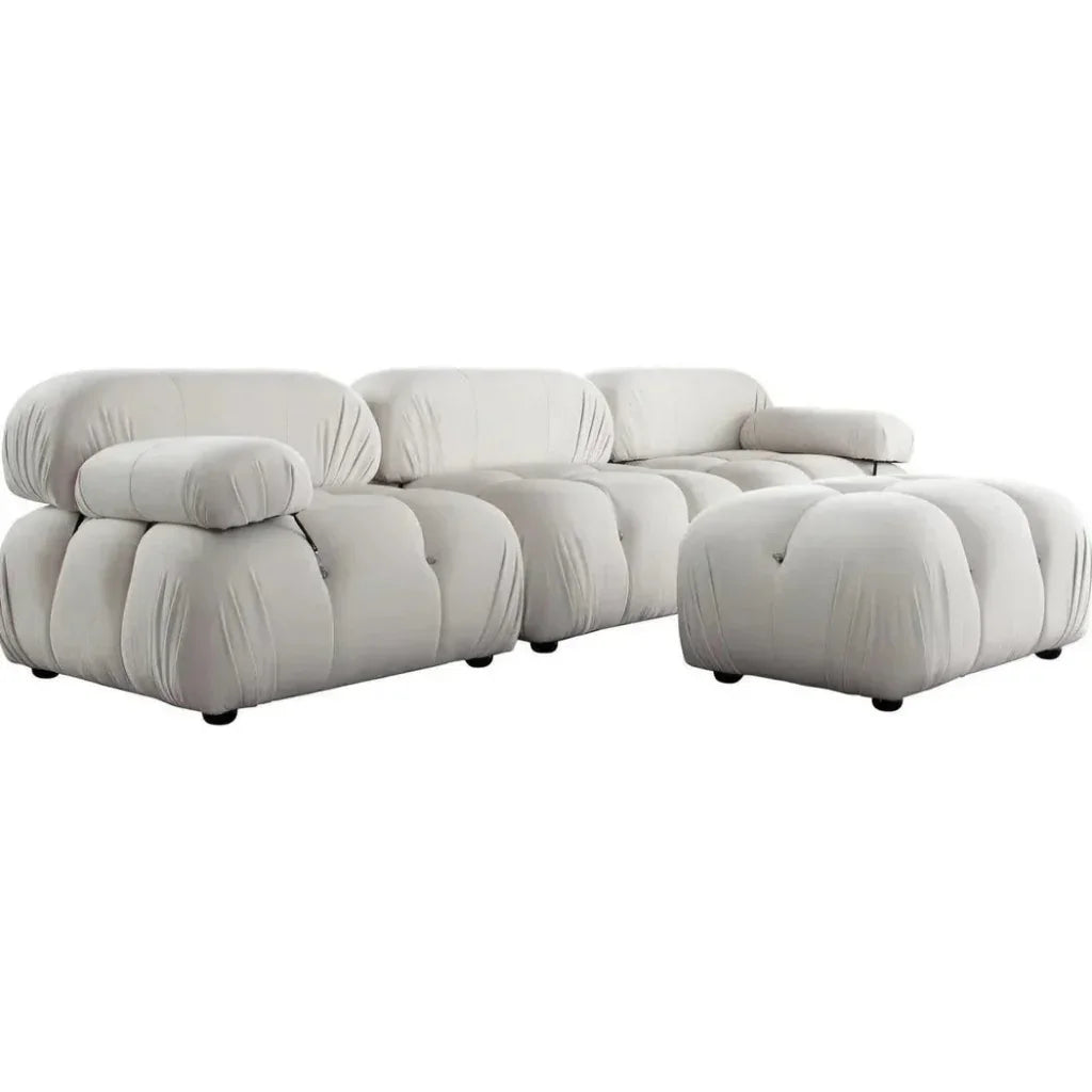 Paloma 4PC Reversible Chaise Sectional Cream Velvet - LOOMLAN - Diamond Sofa - Sectionals