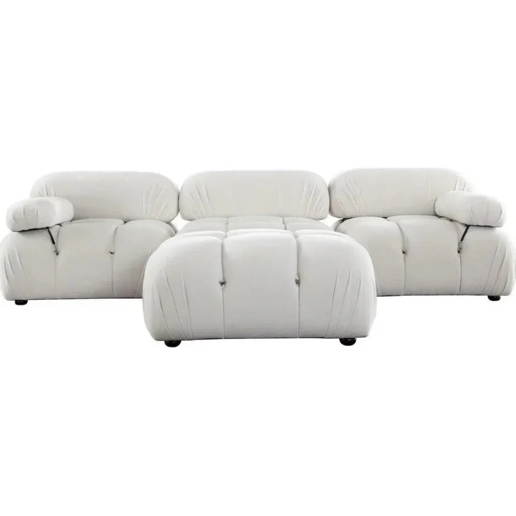 Paloma 4PC Reversible Chaise Sectional Cream Velvet - LOOMLAN - Diamond Sofa - Sectionals
