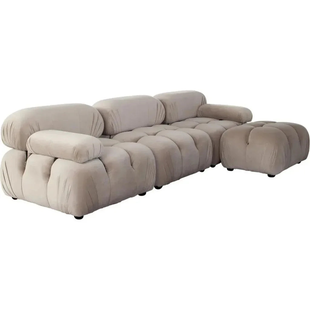 Paloma 4PC Reversible Chaise Sectional Mink Tan Velvet - LOOMLAN - Diamond Sofa - Sectionals