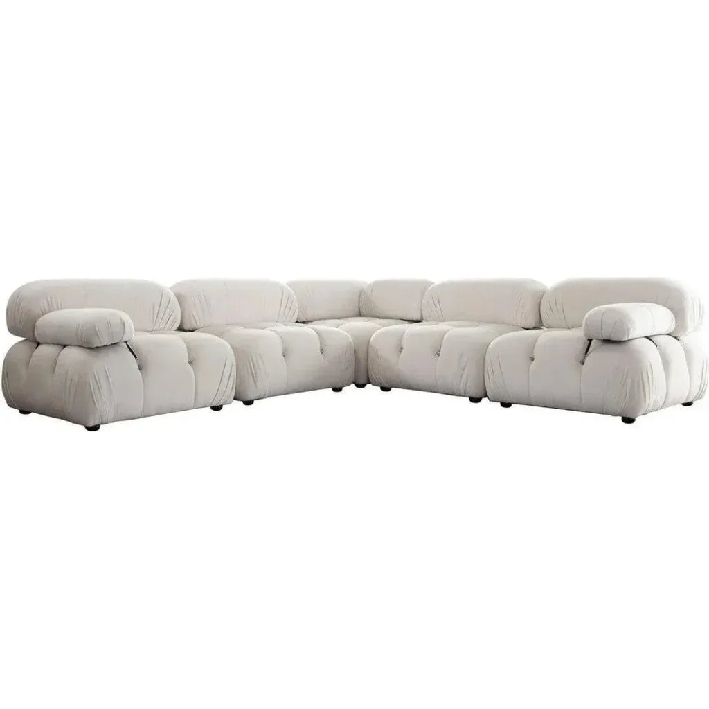 Paloma 5PC Corner Sectional Light Cream Velvet - LOOMLAN - Diamond Sofa - Sectionals