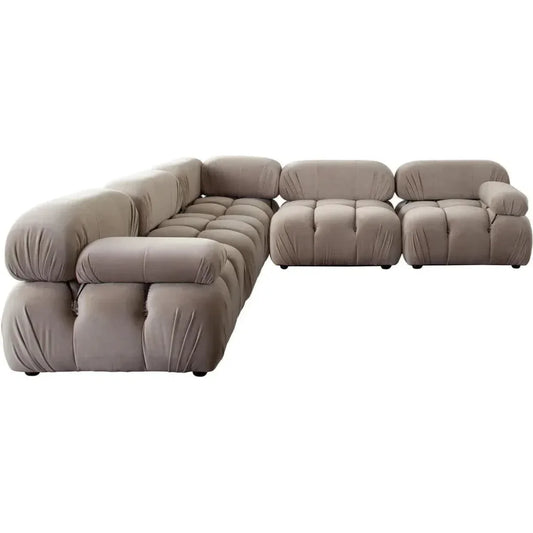 Paloma 5PC Modular 111 Corner Sectional Mink Tan Velvet - LOOMLAN - Diamond Sofa - Sectionals