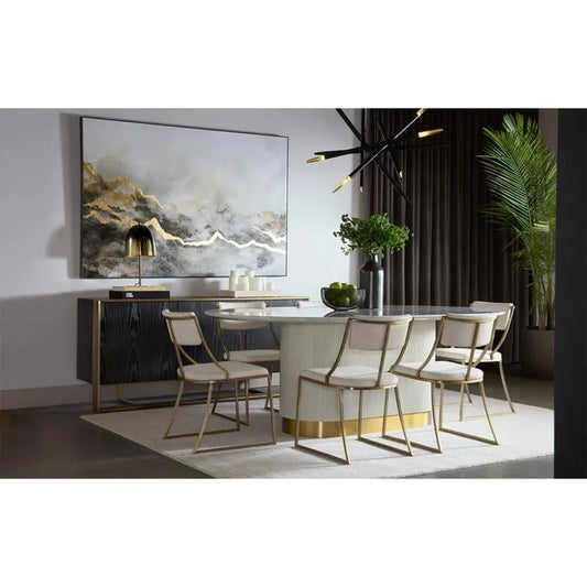 Paloma Marble Top Oval Dining Table-Dining Tables-SUNPAN-LOOMLAN