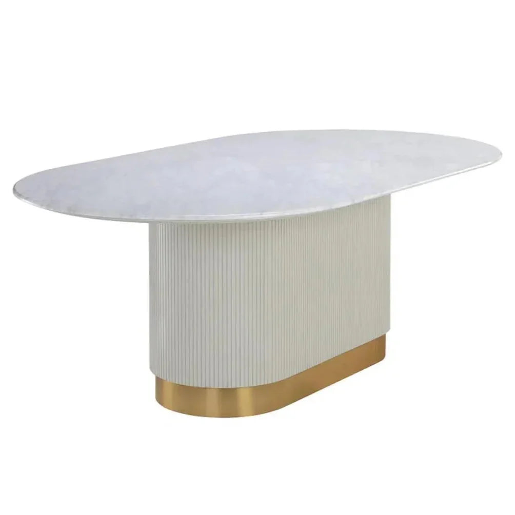 Paloma Marble Top Oval Dining Table-Dining Tables-SUNPAN-LOOMLAN