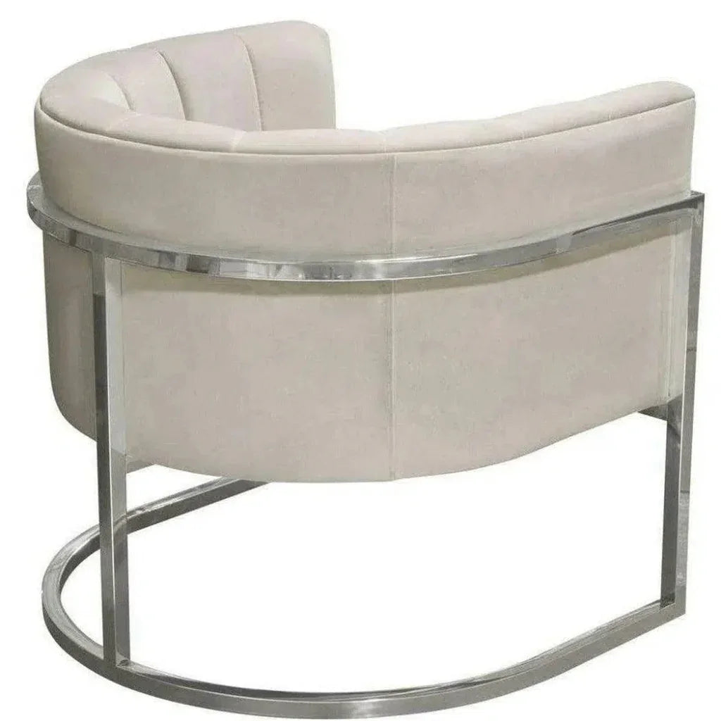 Pandora Cream Velvet Bucket Chair Silver Stainless - LOOMLAN - Diamond Sofa - Club Chairs