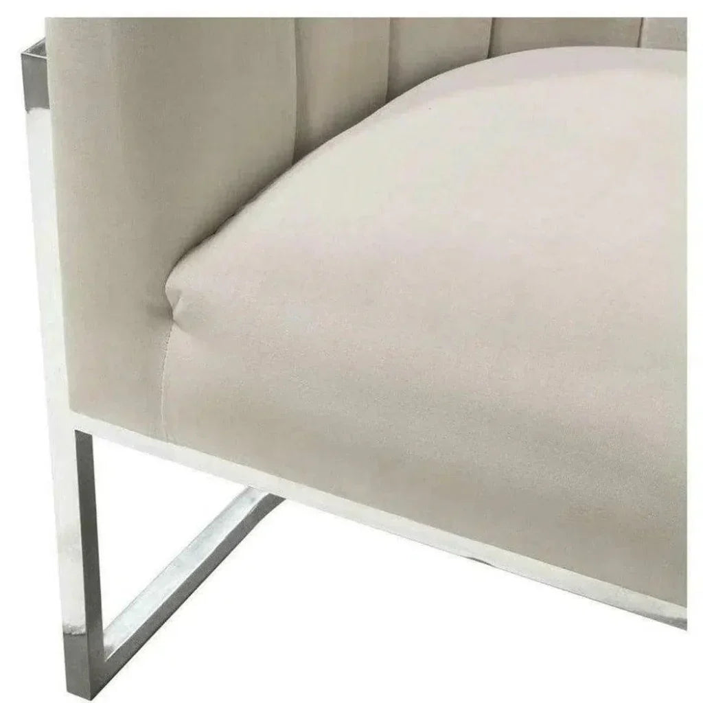 Pandora Cream Velvet Bucket Chair Silver Stainless - LOOMLAN - Diamond Sofa - Club Chairs
