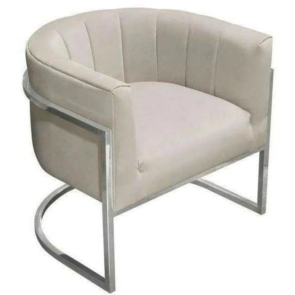 Pandora Cream Velvet Bucket Chair Silver Stainless - LOOMLAN - Diamond Sofa - Club Chairs