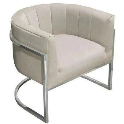 Pandora Cream Velvet Bucket Chair Silver Stainless - LOOMLAN - Diamond Sofa - Club Chairs