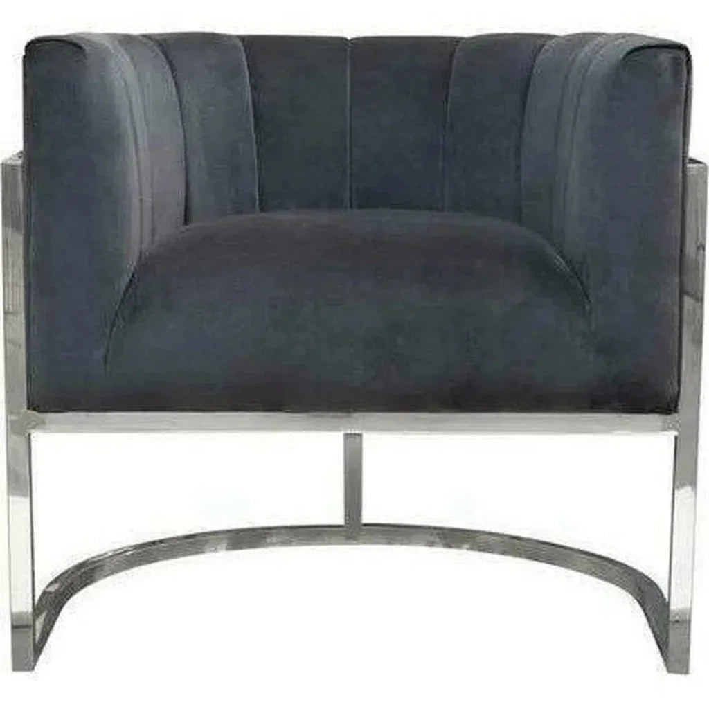 Pandora Grey Velvet Bucket Chair Silver Stainless Steel - LOOMLAN - Diamond Sofa - Club Chairs