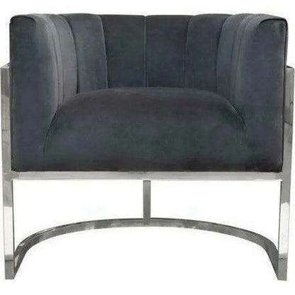 Pandora Grey Velvet Bucket Chair Silver Stainless Steel - LOOMLAN - Diamond Sofa - Club Chairs