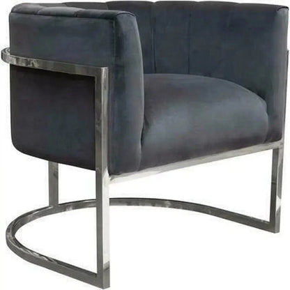 Pandora Grey Velvet Bucket Chair Silver Stainless Steel - LOOMLAN - Diamond Sofa - Club Chairs