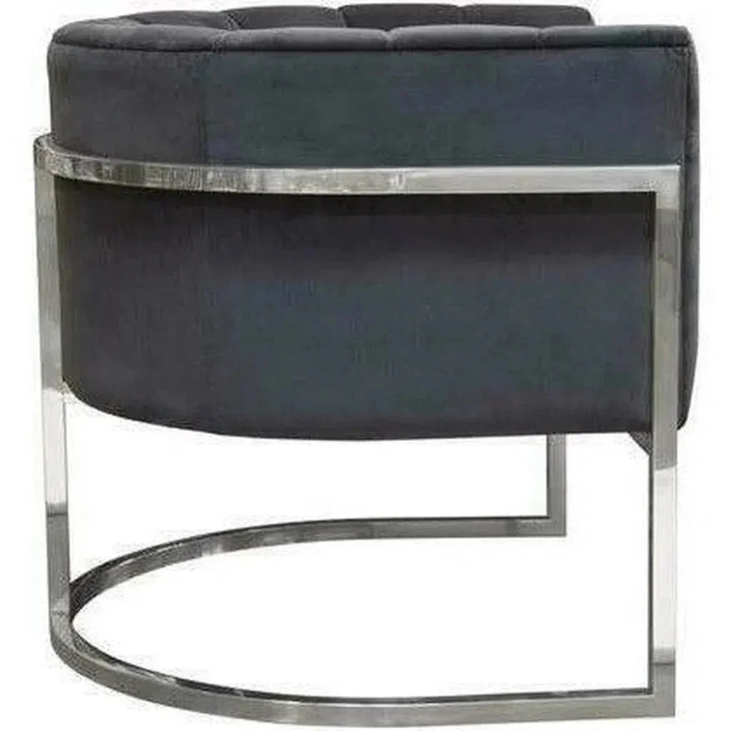 Pandora Grey Velvet Bucket Chair Silver Stainless Steel - LOOMLAN - Diamond Sofa - Club Chairs