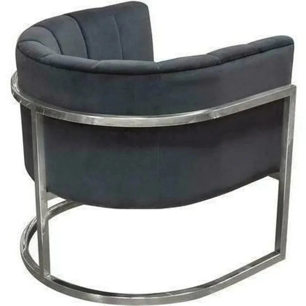 Pandora Grey Velvet Bucket Chair Silver Stainless Steel - LOOMLAN - Diamond Sofa - Club Chairs