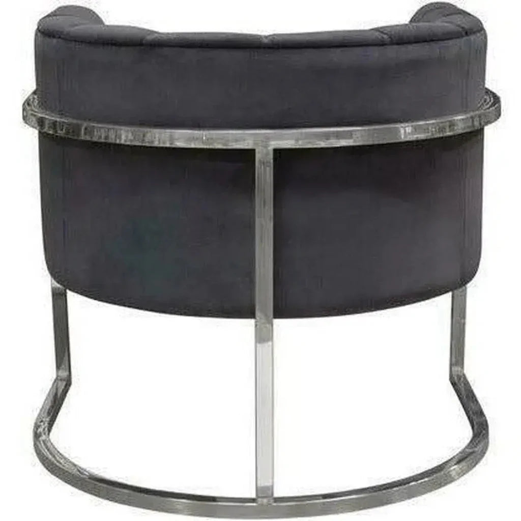 Pandora Grey Velvet Bucket Chair Silver Stainless Steel - LOOMLAN - Diamond Sofa - Club Chairs
