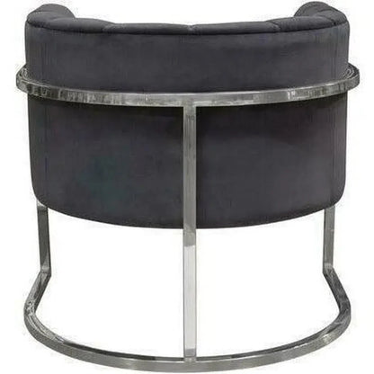 Pandora Grey Velvet Bucket Chair Silver Stainless Steel - LOOMLAN - Diamond Sofa - Club Chairs