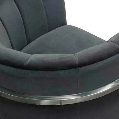 Pandora Grey Velvet Bucket Chair Silver Stainless Steel - LOOMLAN - Diamond Sofa - Club Chairs