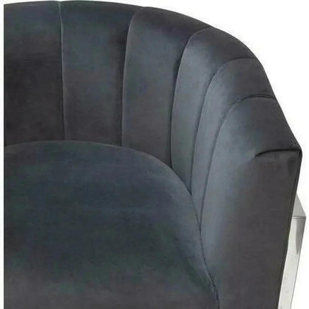 Pandora Grey Velvet Bucket Chair Silver Stainless Steel - LOOMLAN - Diamond Sofa - Club Chairs