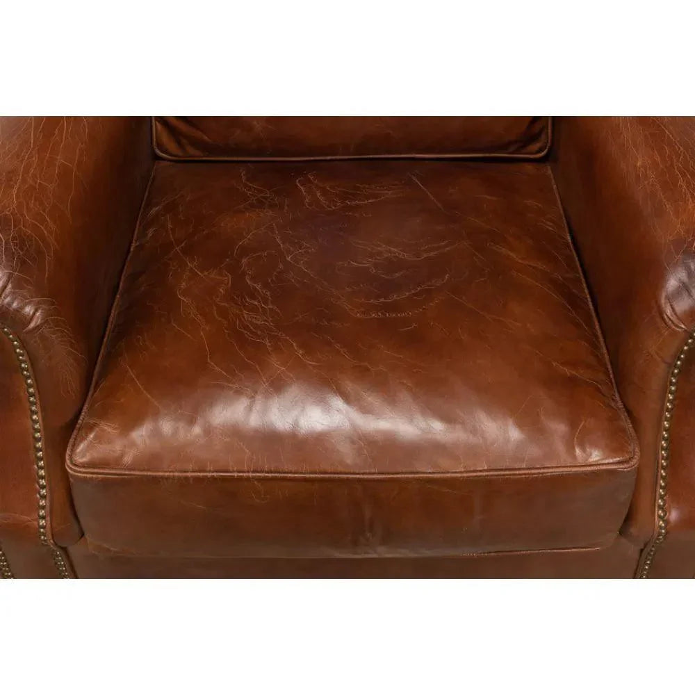 Papa's Chair Comfortable Leather Club Chair - LOOMLAN - Sarreid - Club Chairs