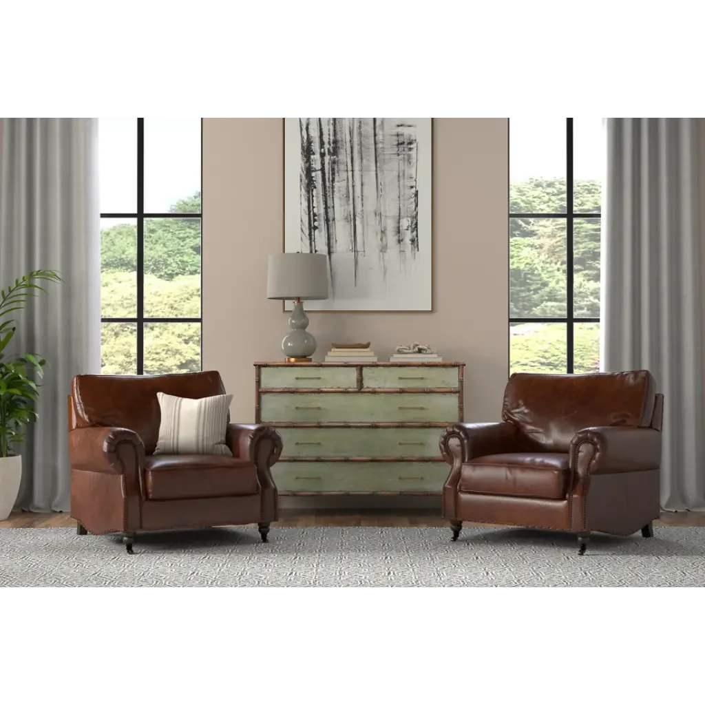 Papa's Chair Comfortable Leather Club Chair - LOOMLAN - Sarreid - Club Chairs