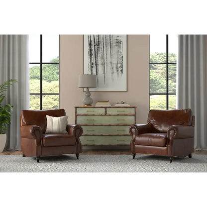 Papa's Chair Comfortable Leather Club Chair - LOOMLAN - Sarreid - Club Chairs