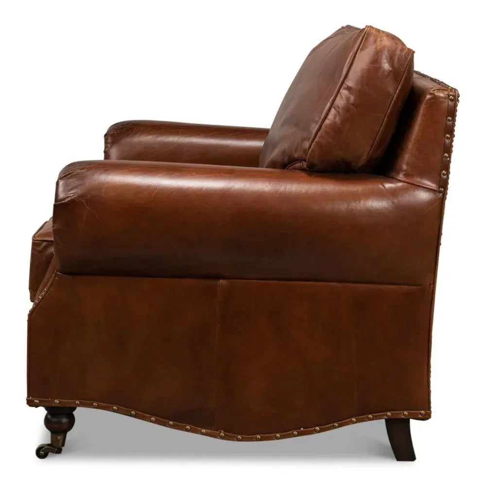 Papa's Chair Comfortable Leather Club Chair - LOOMLAN - Sarreid - Club Chairs