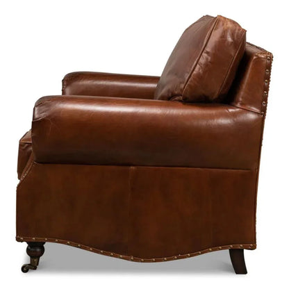 Papa's Chair Comfortable Leather Club Chair - LOOMLAN - Sarreid - Club Chairs