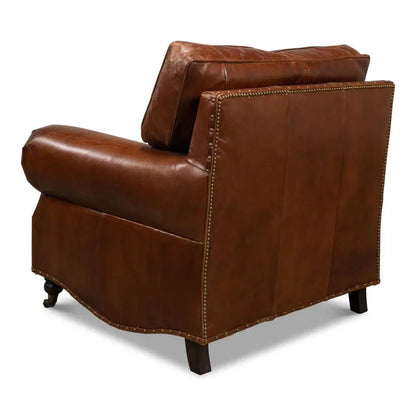 Papa's Chair Comfortable Leather Club Chair - LOOMLAN - Sarreid - Club Chairs