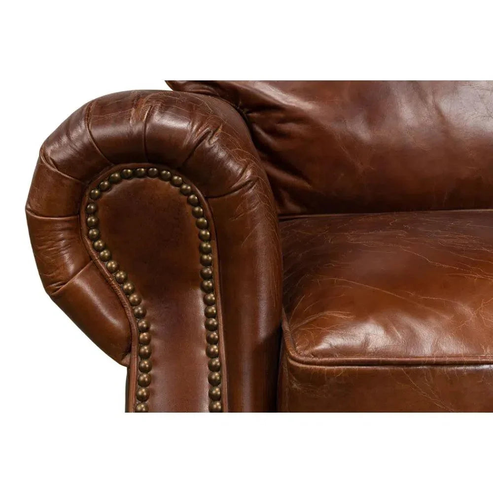 Papa's Chair Comfortable Leather Club Chair - LOOMLAN - Sarreid - Club Chairs