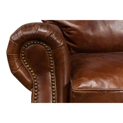Papa's Chair Comfortable Leather Club Chair - LOOMLAN - Sarreid - Club Chairs