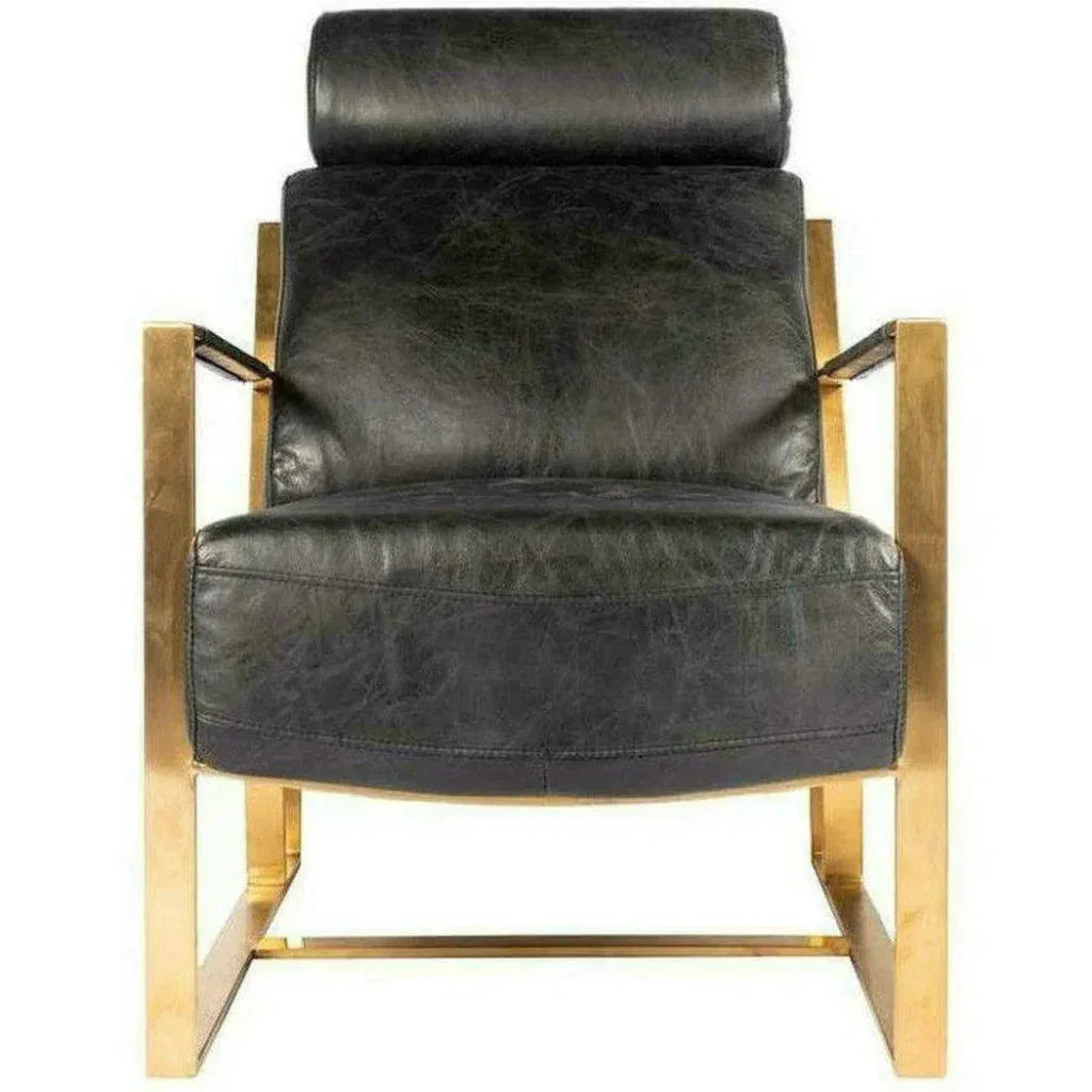 Paradiso Black Leather Slipper Chair Gold - LOOMLAN - Moe's Home - Accent Chairs
