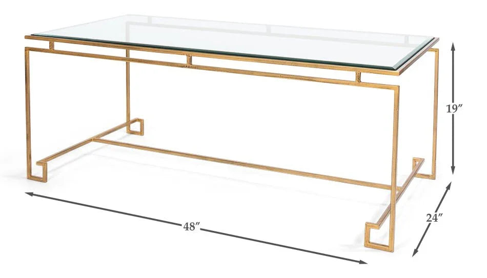 Parallel Lines Glass Top Coffee Table - LOOMLAN - Sarreid - Coffee Tables