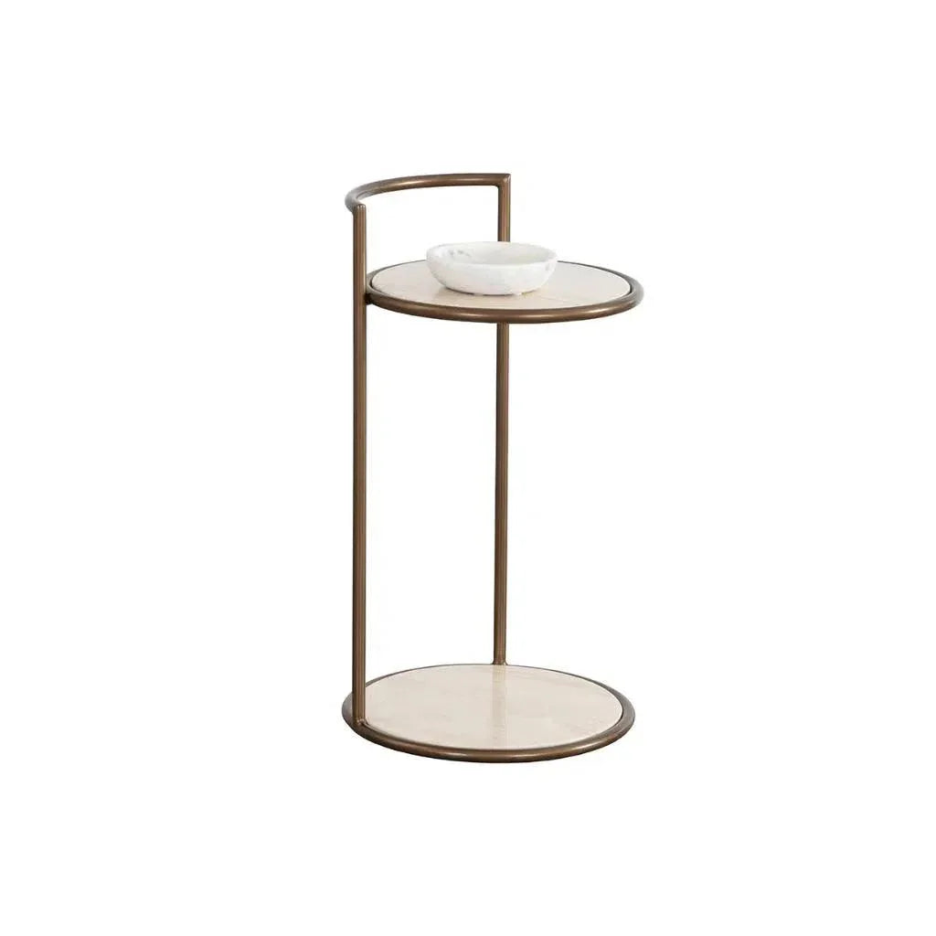 Parga Steel d Concrete Outdoor Round End Table - LOOMLAN - SUNPAN - Outdoor Side Tables