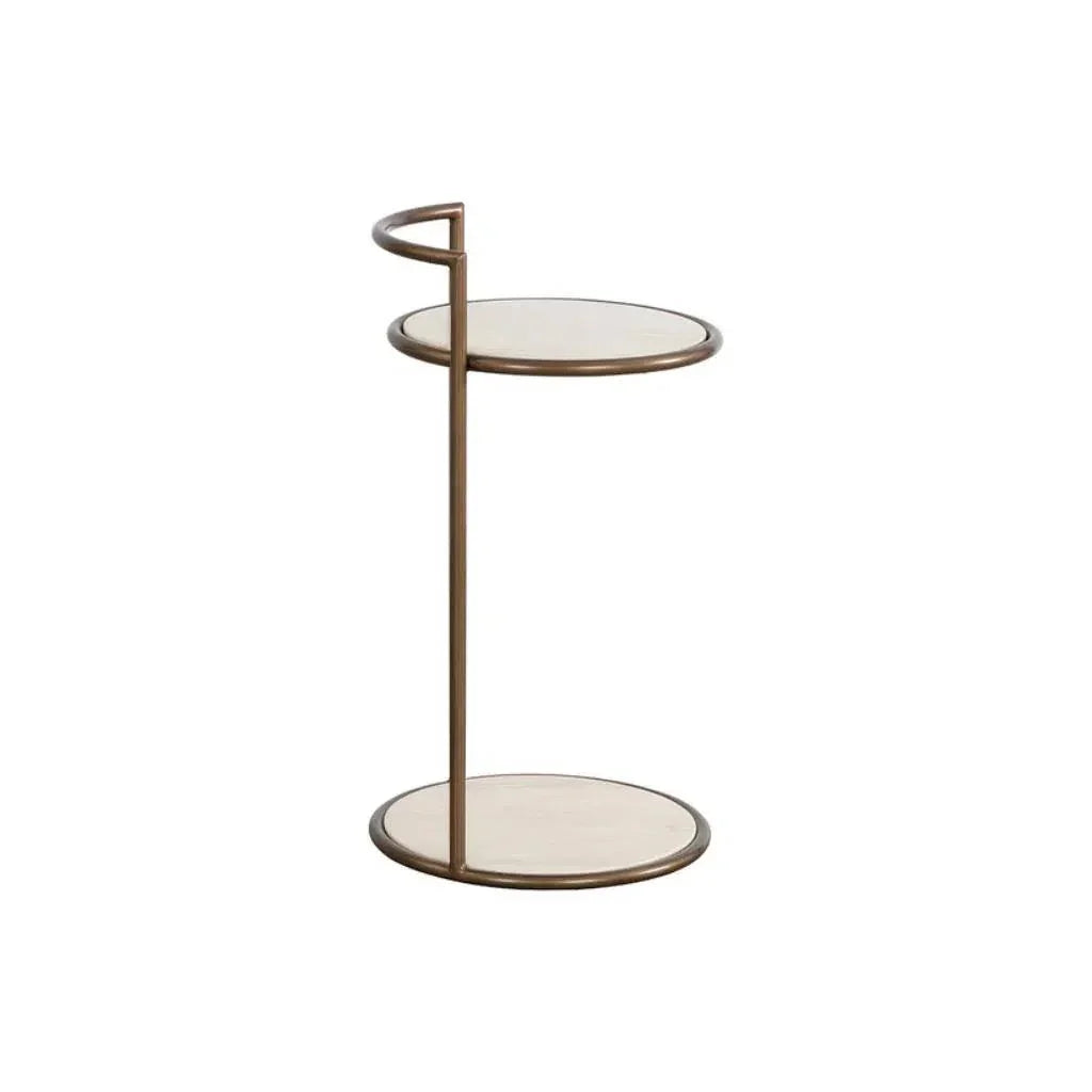 Parga Steel d Concrete Outdoor Round End Table - LOOMLAN - SUNPAN - Outdoor Side Tables