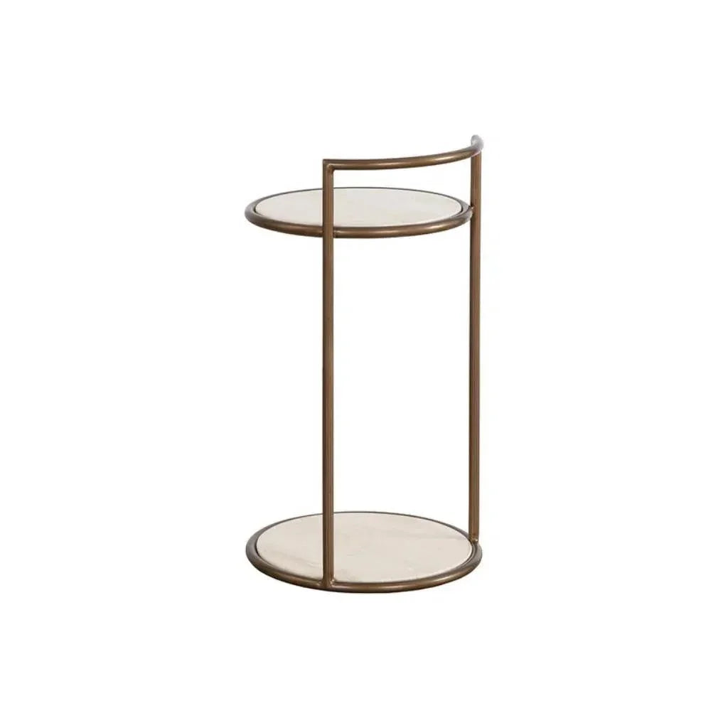 Parga Steel d Concrete Outdoor Round End Table - LOOMLAN - SUNPAN - Outdoor Side Tables