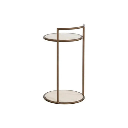 Parga Steel d Concrete Outdoor Round End Table - LOOMLAN - SUNPAN - Outdoor Side Tables
