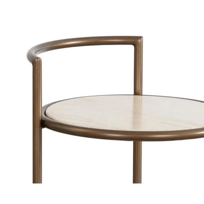 Parga Steel d Concrete Outdoor Round End Table - LOOMLAN - SUNPAN - Outdoor Side Tables