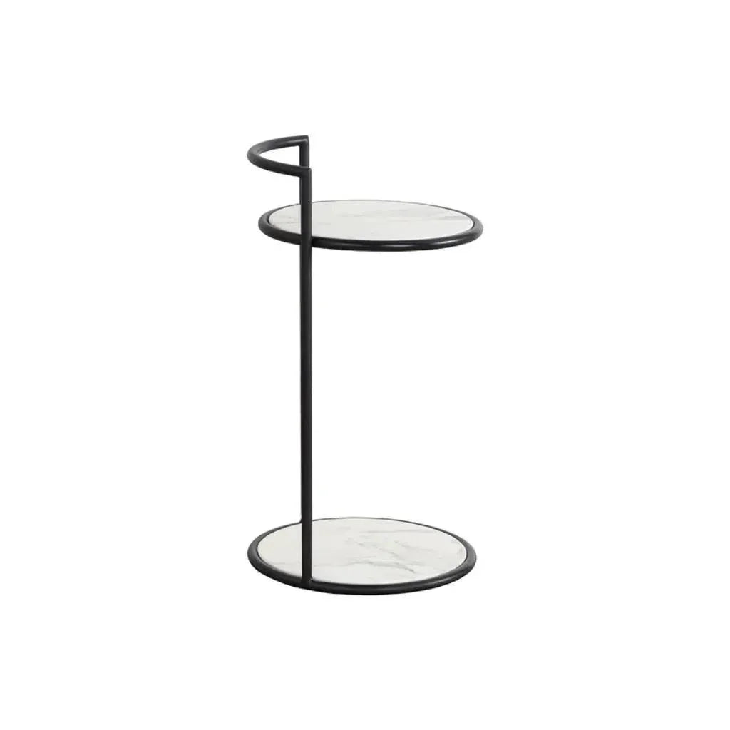 Parga Steel d Concrete Outdoor Round End Table - LOOMLAN - SUNPAN - Outdoor Side Tables