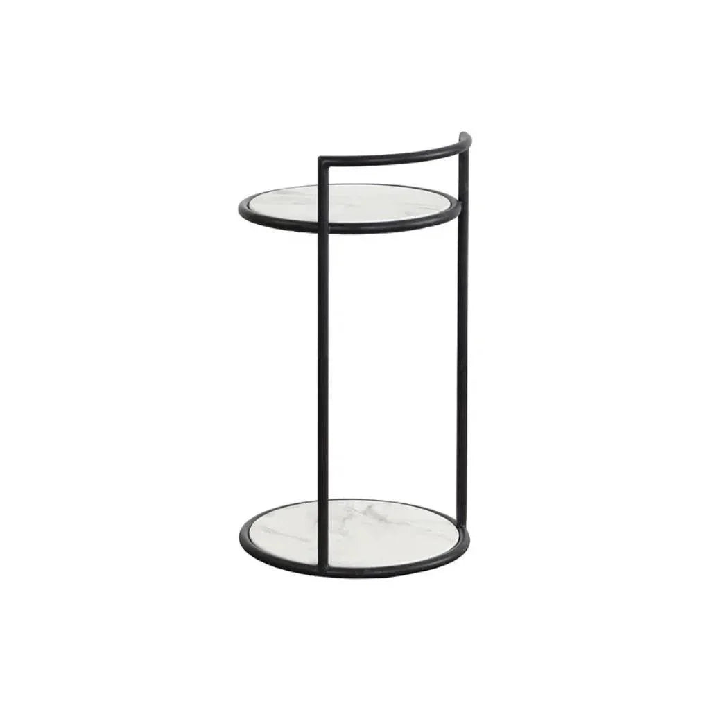 Parga Steel d Concrete Outdoor Round End Table - LOOMLAN - SUNPAN - Outdoor Side Tables